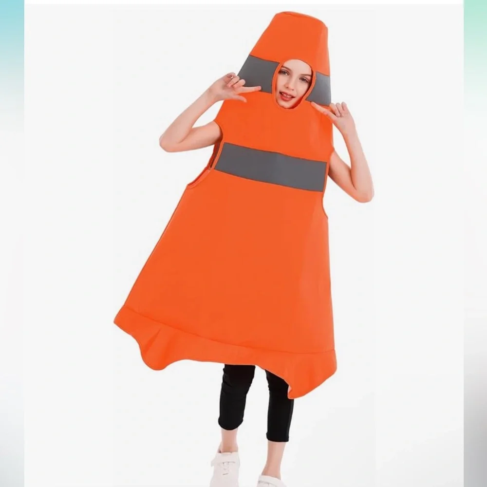 Orange Traffic Cone Kids Costume size 4-6 nwt